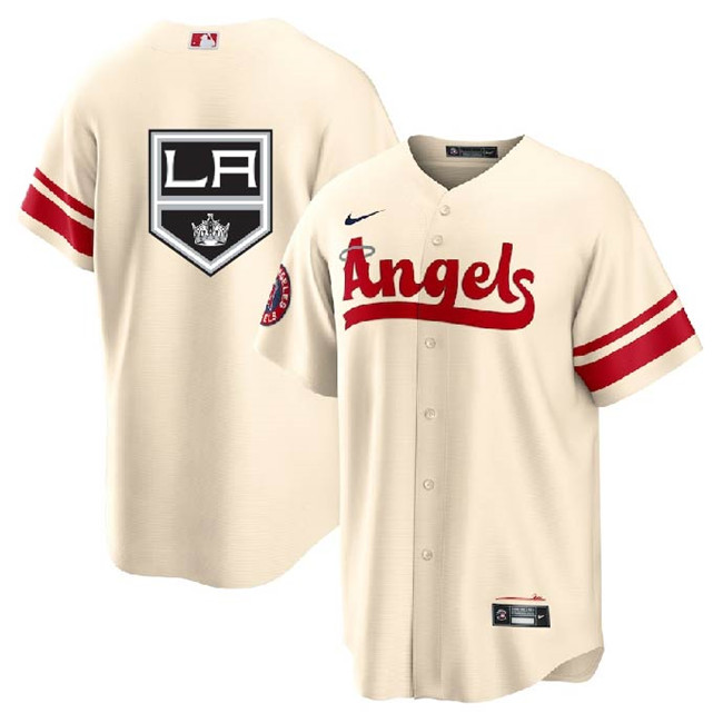 Men's Los Angeles Angels & Kings Cream Cool Base Stitched Jersey